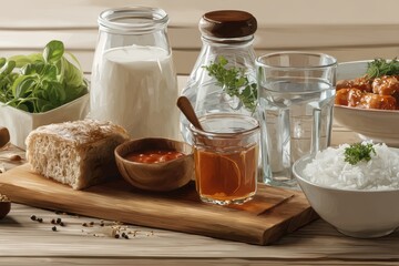 Table Setting with Food and Drinks