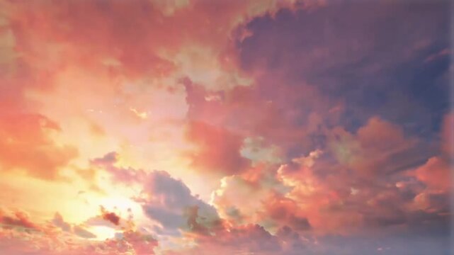 Realistic orange sky time lap with gray cloud background.