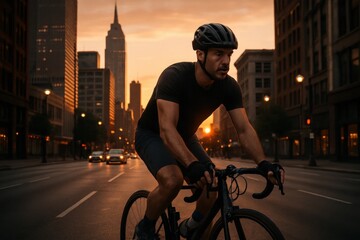 A Lone Cyclist's Journey Through the City's Heart