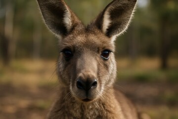 Fototapeta premium A kangaroo's calm demeanor in a serene forest setting