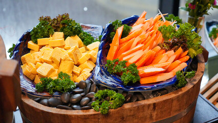 Crab sticks and egg rolls, luxurious buffet meals in a beautifully arranged hotel © Panuwat