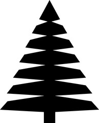 Fototapeta premium Black Silhouette Evergreen Tree Against White Background Minimalist Design