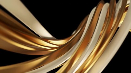 Abstract Gold and Silver Metallic Ribbons Flowing on Black Background Elegant Design with Glossy Surface for Modern Art and Decoration - Powered by Adobe