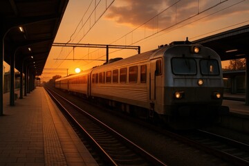 Naklejka premium A Train's Journey into the Evening