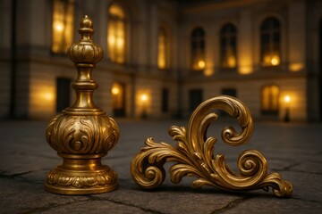Fototapeta premium A Vintage Bronze Statue at Night