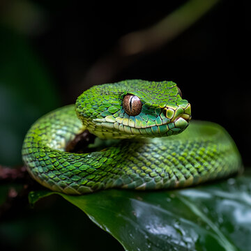 green snake on a tree