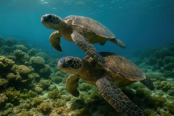 Fototapeta premium A Tale of Friendship in the Deep Blue