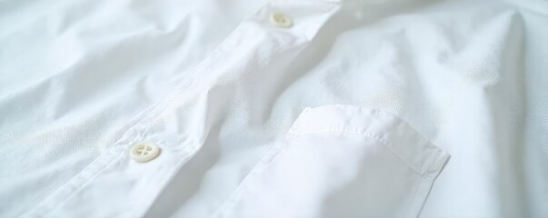 Obraz premium Close-up of a deep crease in a crisp, white shirt, indicative of a day spent in domestic activity The fabric texture is clearly visible, highlighting the sharp fold , sharp, detail, smooth