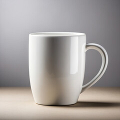 Obraz premium Elegant white mug awaiting a warm beverage on a neutral surface space