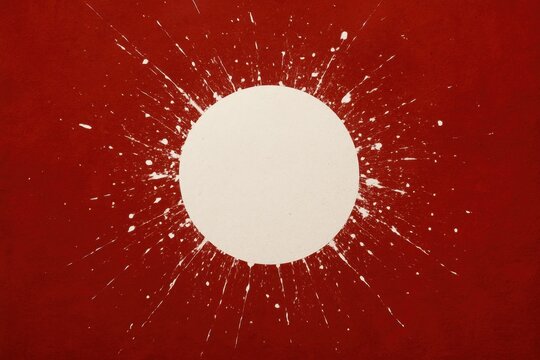 A radiant white circle emerges from a fiery red backdrop, symbolizing hope or enlightenment amidst chaos