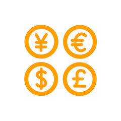 複数通貨アイコン（円・ユーロ・ドル・ポンド） / Multi-Currency Icon (Yen, Euro, Dollar, Pound)
