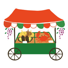 マルシェのカートのイラスト