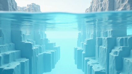 Fototapeta premium Surreal Underwater Crystal Geometric Reflection Render