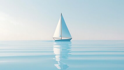 Obraz premium Elegant White Sailboat Gliding Across a Calm Turquoise Ocean under a Bright Sky