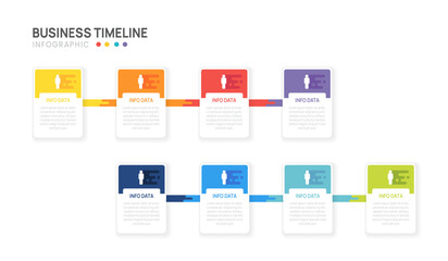 Infographic Business template 2, 4, 8 steps options, presentation workflows with process diagram elements vector illustration.