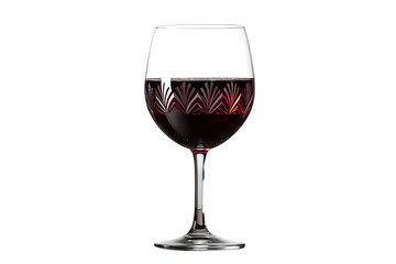Isolated crystal wine glass filled with red wine on a white background in a studio shot