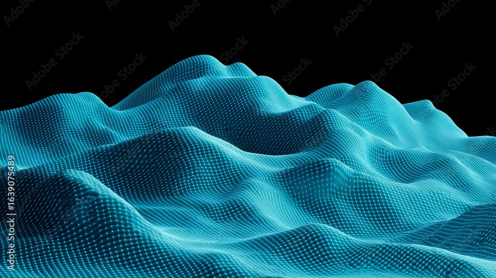 Poster hyper realistic representation of signal waves creates stunning visual of undulating peaks and valle
