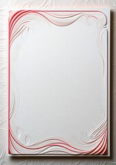Elegant abstract frame with flowing red and white wave lines, a generative art border with a subtle embossed texture for a certificate or presentation.