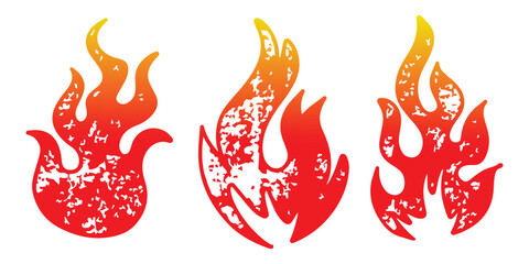 Fire flames  set vector icons  Fire sign Fire flame icon isolated on white background  Vector illustration 