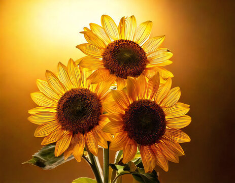 Glass Sunflower: Nature Meets Elegance.: Sunflower, summer flower. Sunflower field. Glass sunflower petals. Close-up. Generated by AI