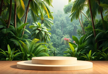 Fototapeta premium Tropical Jungle Product Display Podium