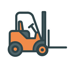 Industrial forklift vehicle illustration. Warehouse machinery and logistics equipment icon for cargo and freight transport.