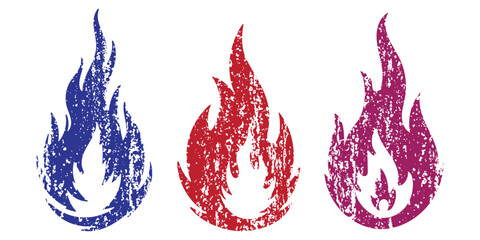 Fire flames  set vector icons  Fire sign Fire flame icon isolated on white background  Vector illustration 