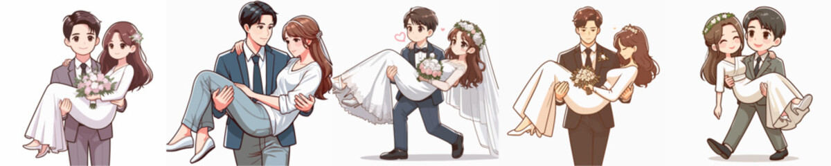  vector of a man carrying his wife on a white background