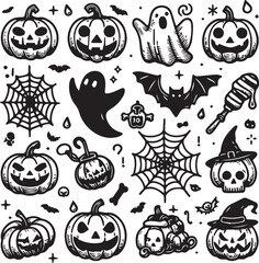 Black Minimalist Halloween Shelter Icon Set