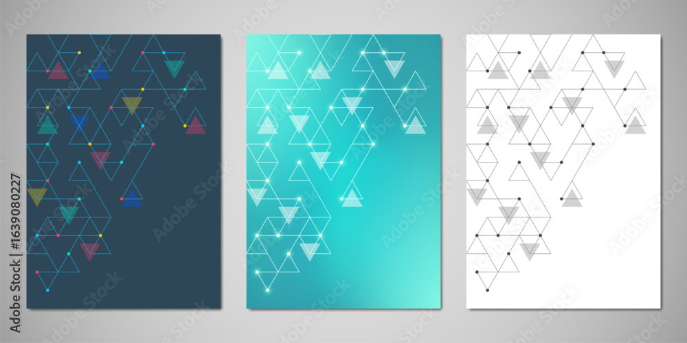 Poster abstract covers and brochures with geometric backgrounds of polygon shape patterns