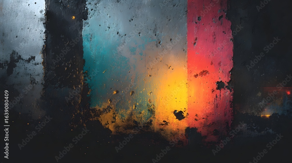 Poster expressive abstract artwork featuring a dynamic composition of vivid colors textured brushstrokes an