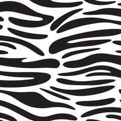 Silhouette Style Vector Common Tiger Skin Pattern Design &ndash; Minimal Wild Animal Stripe Texture for Fashion, Textile, Background, Safari Theme, Monochrome Jungle Print Graphic for Web and Print