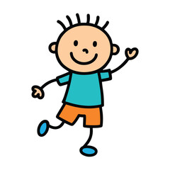 Cute Cartoon Child Icon for Family and Childhood Themes