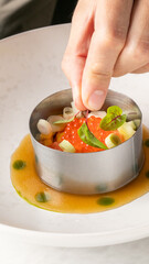 Crafted gourmet mosaic in circular elegance, culinary alchemy meets equinox dining, savoring unexpected flavors, and celebrating Umami Day