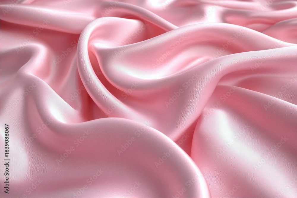 Aufkleber smooth and shiny light pink satin fabric gently folded with soft flowing curves and reflective textu