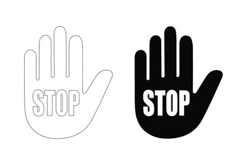 Obraz premium Stop Hand Icon with Text for Caution or Warning