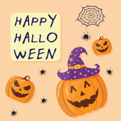 Halloween card with pumpkin