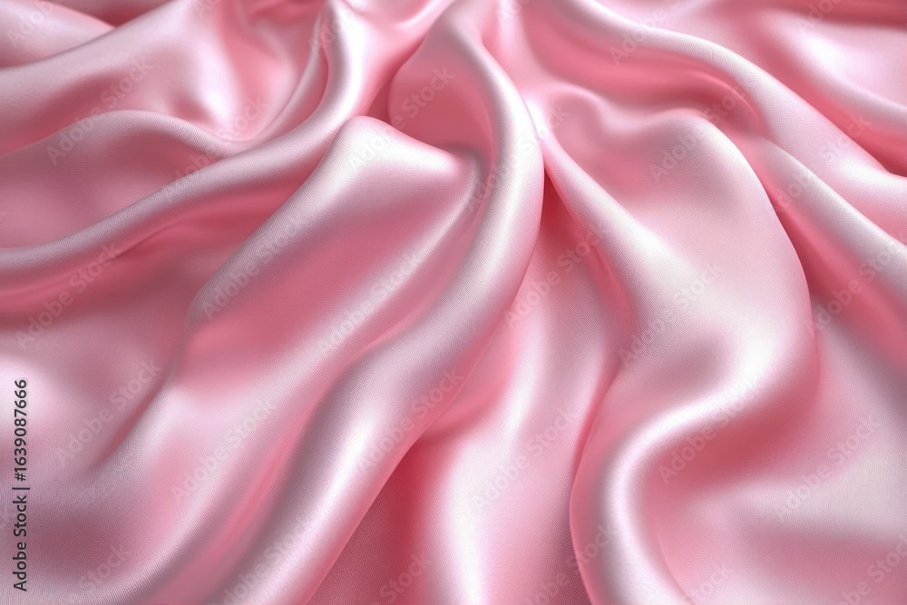 Poster smooth and shiny light pink satin fabric with flowing folds and soft texture creating elegant and de