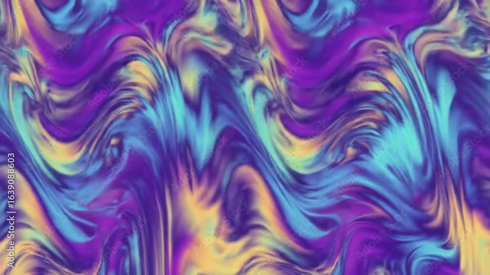 Poster a mesmerizing abstract background features flowing, iridescent colors blending in a dynamic, wavy pa