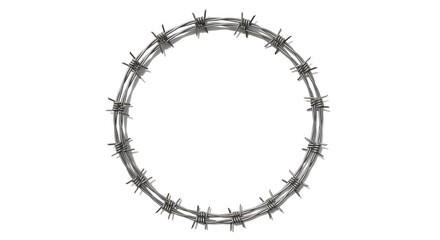 Barbed Wire Circle on White Background