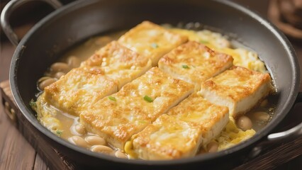 Pan - fried tofu dish, a Chinese - style delicacy.