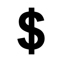 Obraz premium Black dollar sign silhouette icon vector flat illustration on white background.