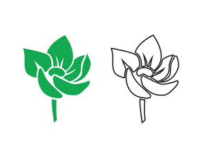 Abstract green tree vector illustration with leaves floral nature design elements