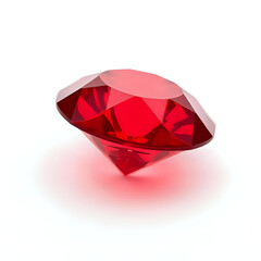 a beautiful reflective red diamond isolated on a white background