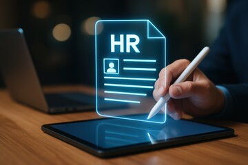 Digital hr document being signed on a tablet.