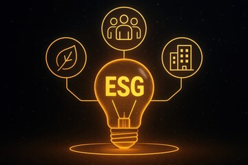 Illuminated lightbulb with esg concept.