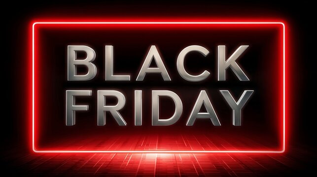Black friday neon sign promoting huge sales event