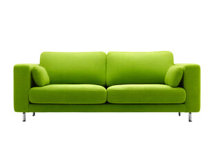 Minimalist bright green lounge sofa white background