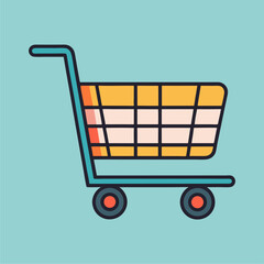 minimalist shopping cart vector