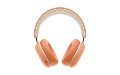 Stylish peach and cream over ear headphones modern audio design on transparent background